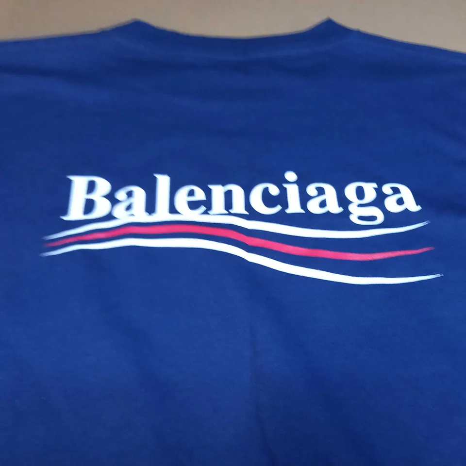BALENCIAGA POLITICAL OS TEE IN PACIFIC BLUE - M (48)