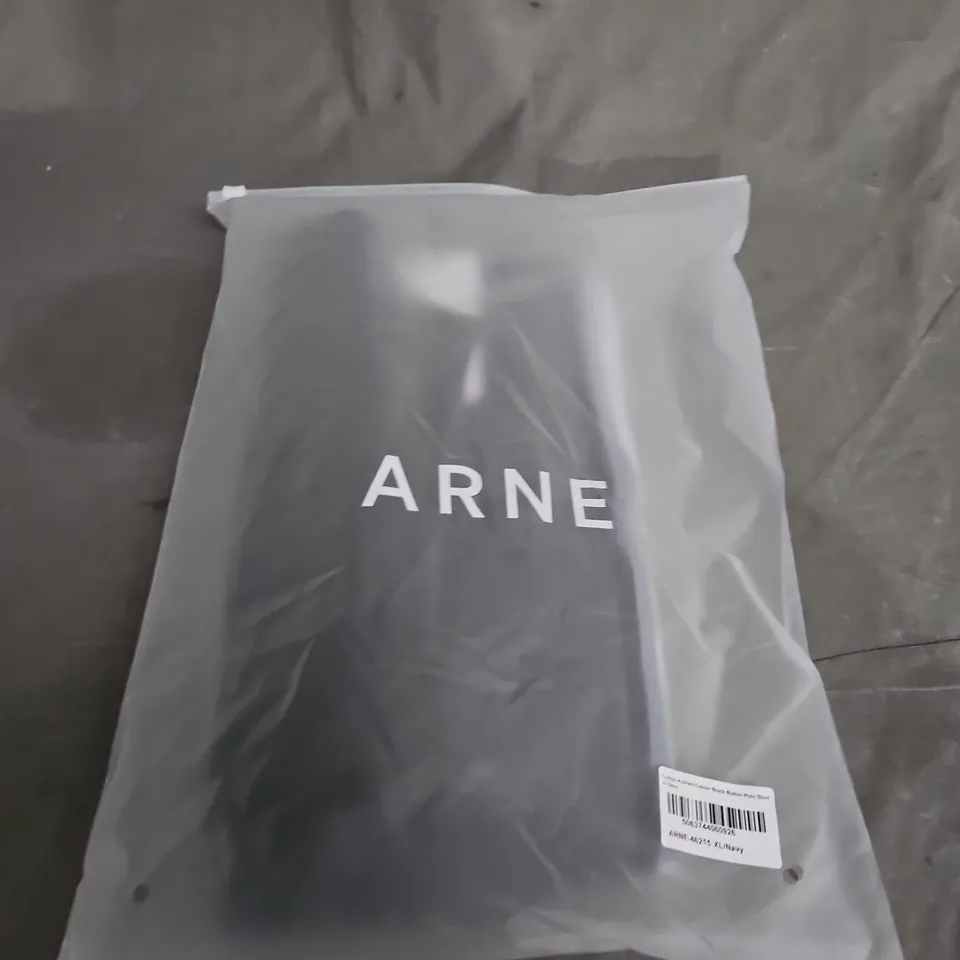 ARNE COTTON KNITTED COLOUR BLOCK POLO SHIRT – NAVY – XL