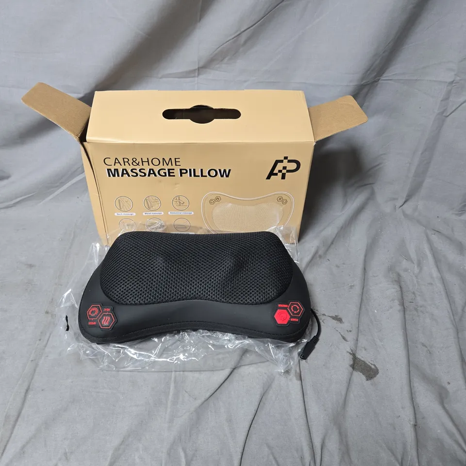 CAR & HOME MASSAGE PILLOW – BLACK WITH RED CONTROL BUTTONS (BOXED)