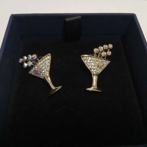 BUTLER & WILSON CHAMPAGNE GLASS STUD EARRINGS 