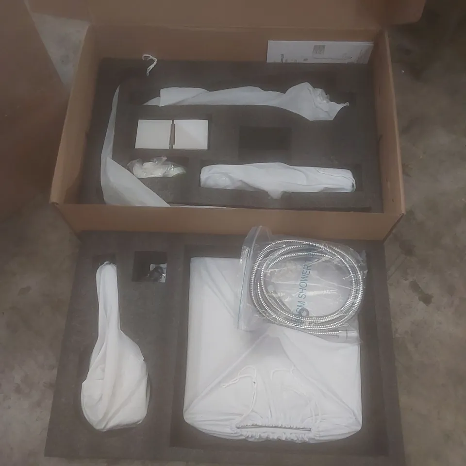PALLET OF ASSORTED HOUSEHOLD GOODS AND PRODUCTS TO INCLUDE; RAINSWORTH SHOWER SYSTEM, ELECTRIC FRYER, BOXED FURNITURE ETC 