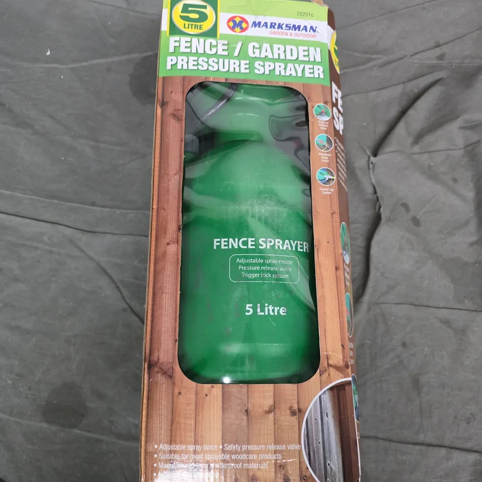 BOXED MARKSMAN 5 LITRE FENCE/GARDEN PRESSURE SPRAYER