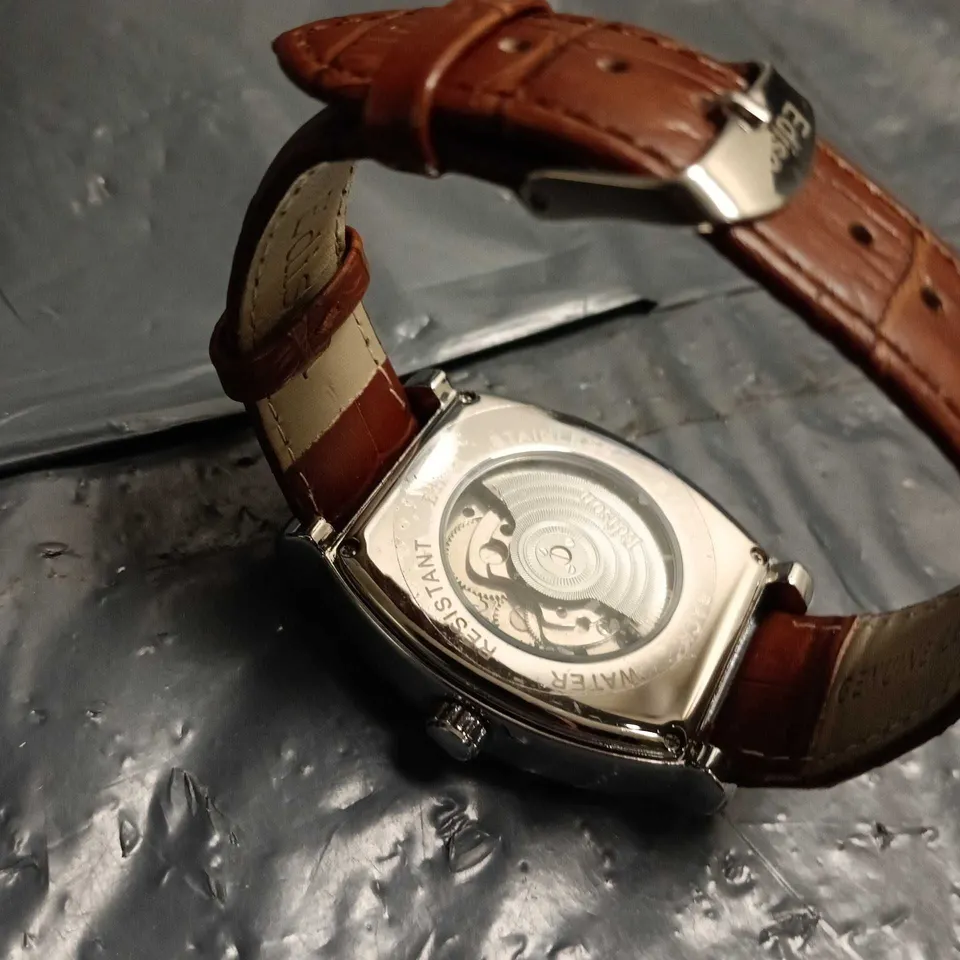 EDISON AUTOMATIC MOONPHASE WATCH WITH LEATHER STRAP – BOXED