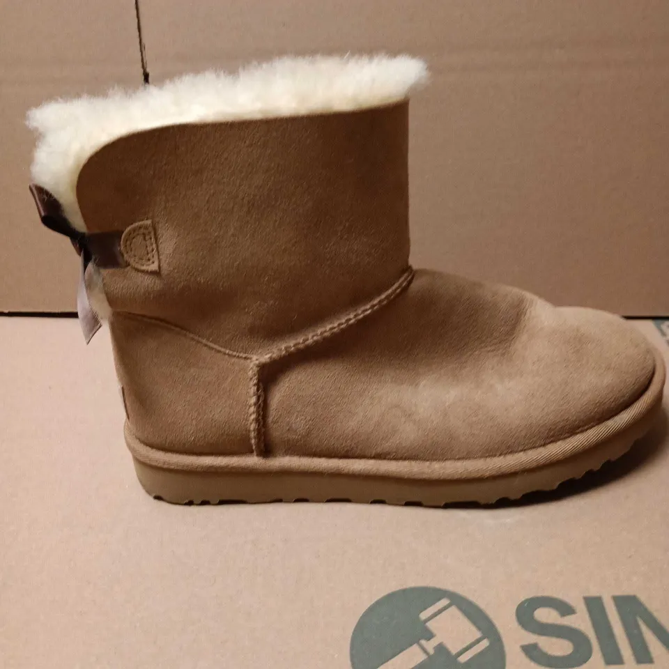 UGG-STYLE SUEDE SHORT SHEARLING BOOTS – WOMEN'S SIZE 6