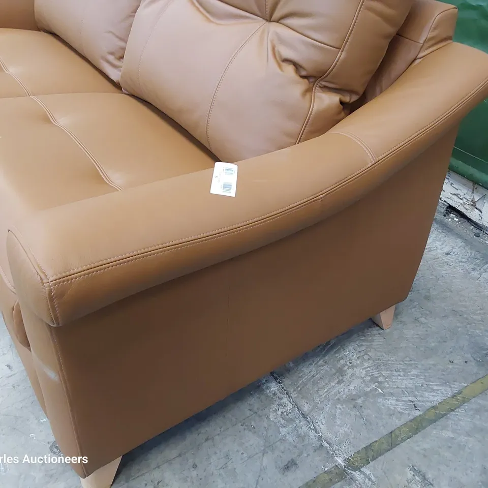 QUALITY BRITISH DESIGNER G PLAN RILEY LARGE THREE SEATER SOFA CAMBRIDGE TAN LEATHER 