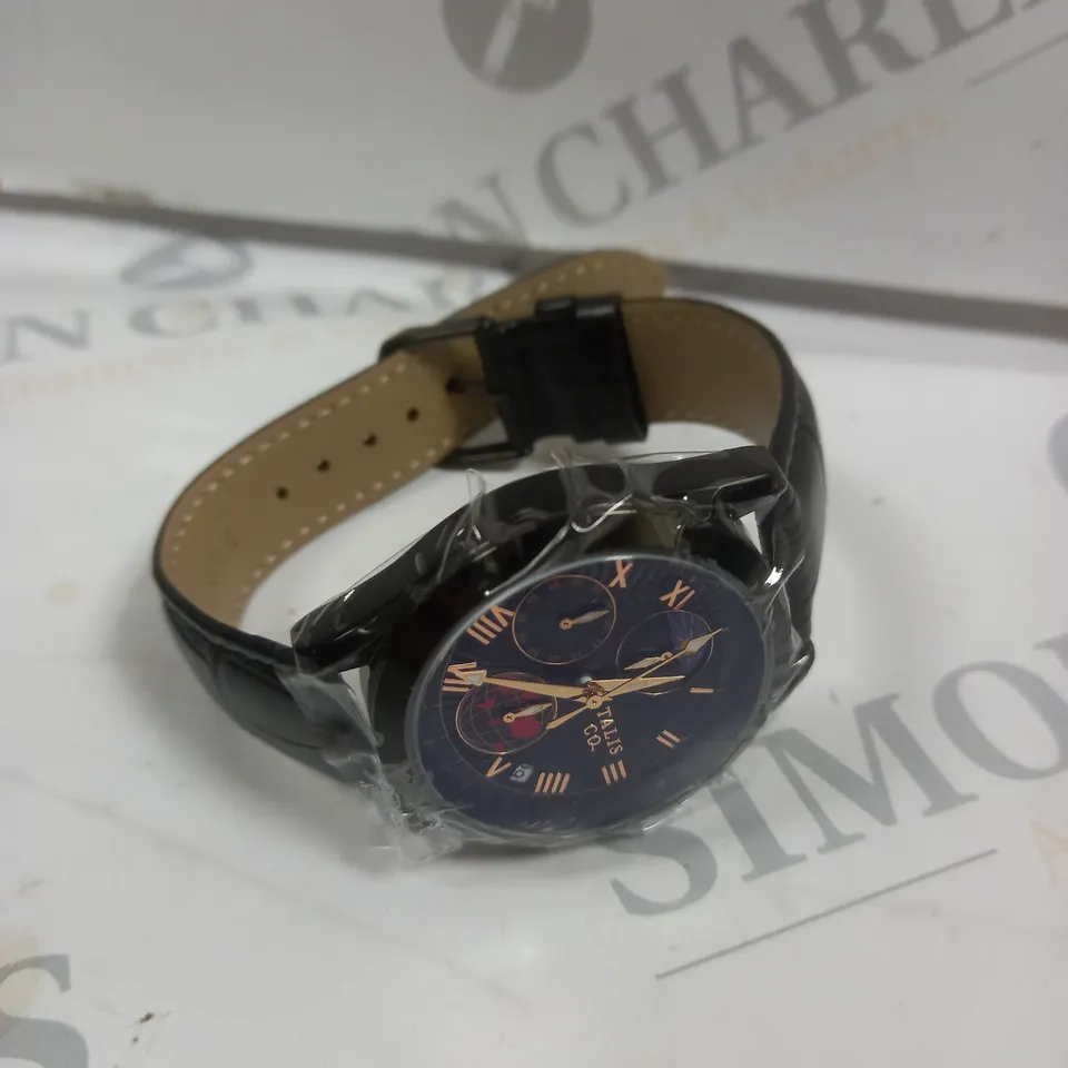 MENS TALIS CO 7120 CHRONOGRAPH WATCH – MOON PHASE MOVEMENT – GENUINE LEATHER STRAP 