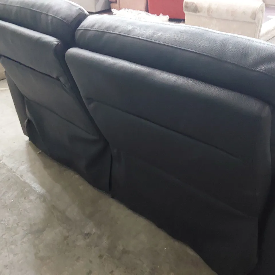 DESIGNER POWER RECLINING THREE SEATER SOFA BLACK LEATHER 