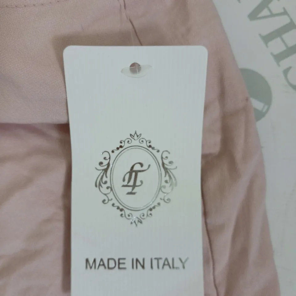 PAIR ITALIAN PINK FABRIC TROUSERS WITH ELASTICATED WAIST NO SIZE SPECIFIED