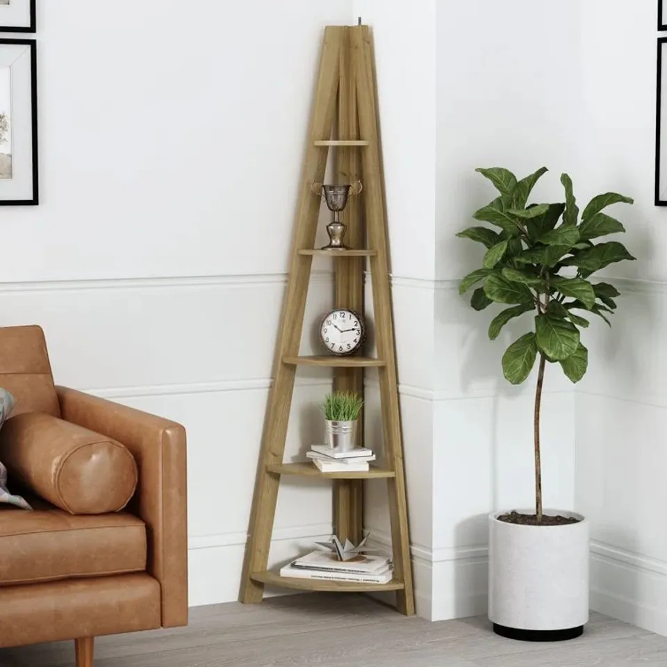 BOXED DUPLESSIS CORNER BOOKCASE GREY
