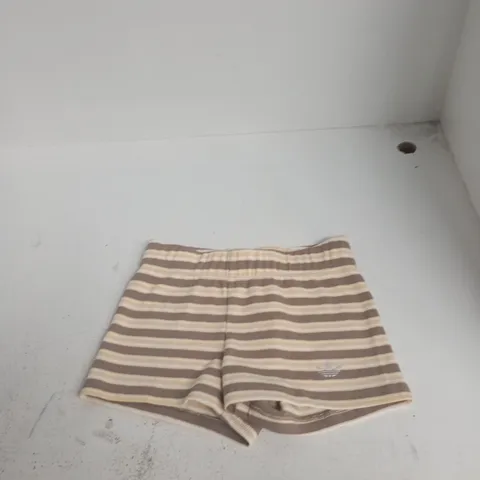 ADIDAS MICRO SHORT – STRIPED BROWN & BEIGE, UK SIZE S