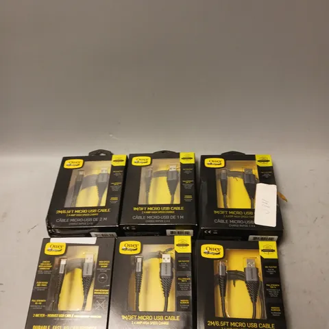 LOT OF 6 OTTER CHARGING CABLES MICRO USB AND IPHONE
