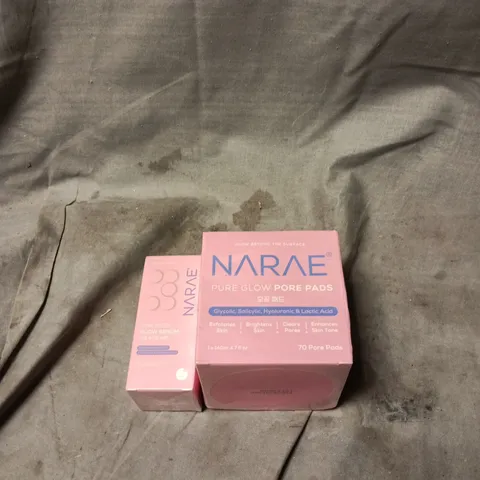 2 X NARAE ITEMS: PURE GLOW PORE PADS + PINK PDRN GLOW SERUM