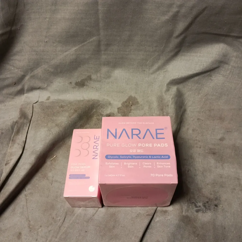2 X NARAE ITEMS: PURE GLOW PORE PADS + PINK PDRN GLOW SERUM