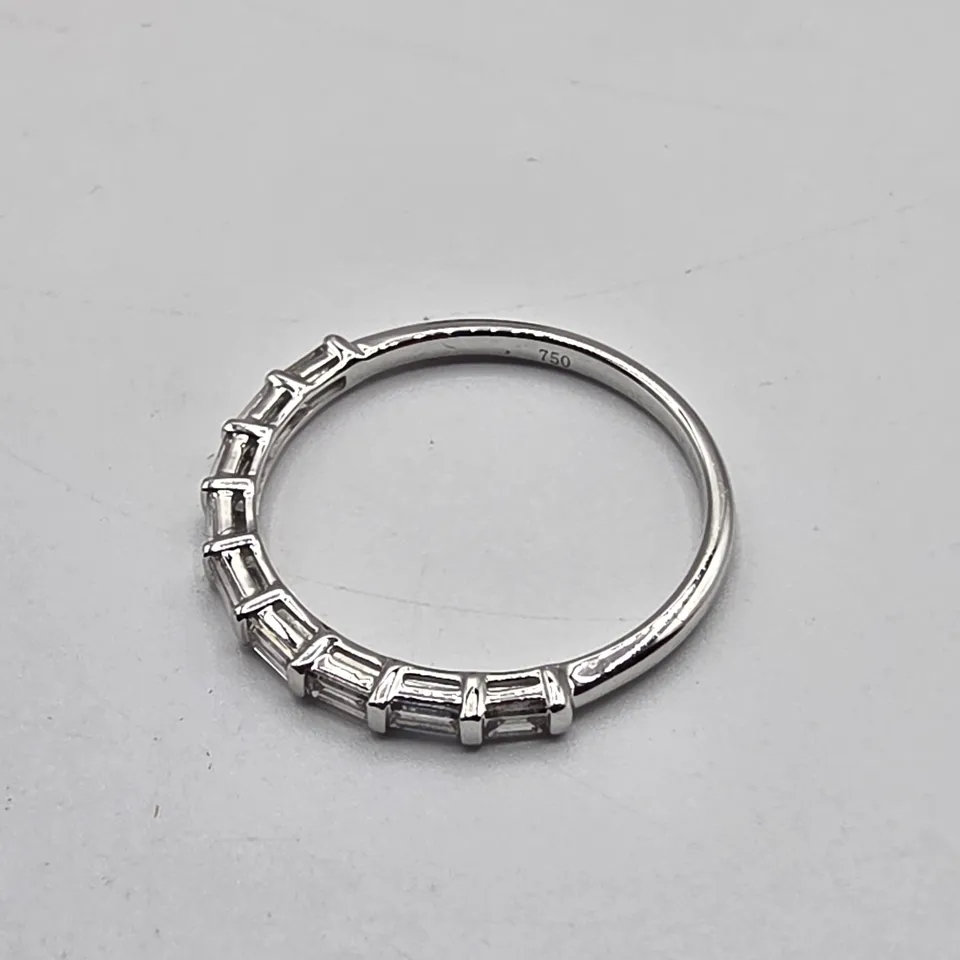 18CT WHITE GOLD HALF ETERNITY BAND SET WITH NATURAL BAGUETTE CUT DIAMONDS