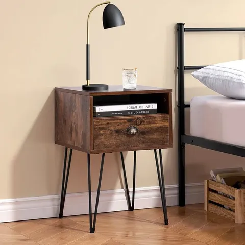 BOXED NS IRON BEDSIDE TABLE