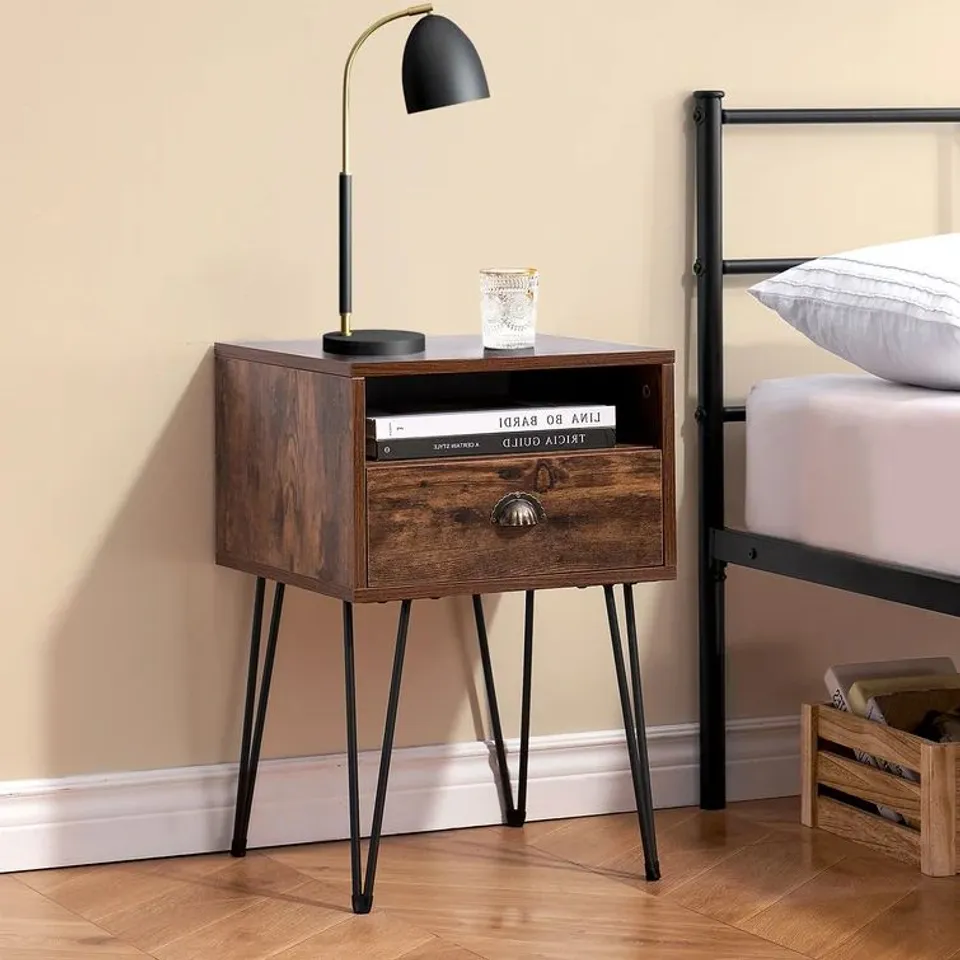 BOXED NS IRON BEDSIDE TABLE