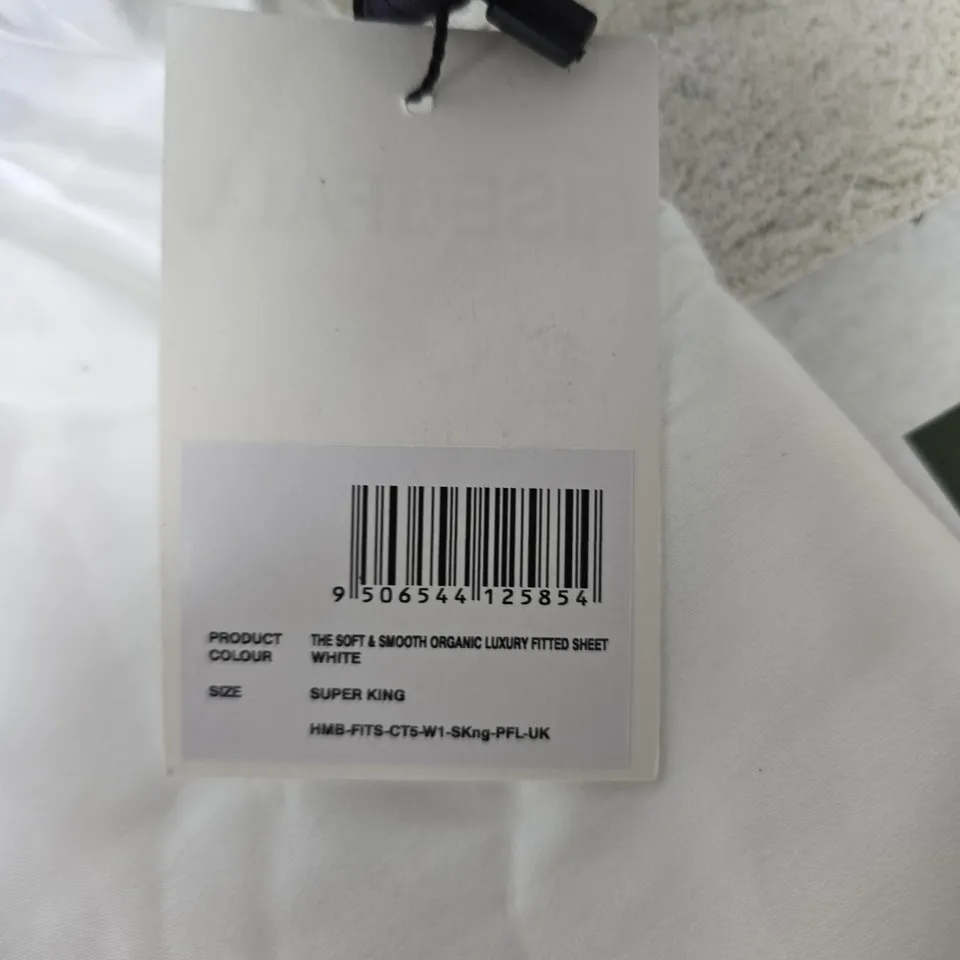 RISE & FALL ORGANIC LUXURY FITTED SHEET – WHITE, SUPER KING