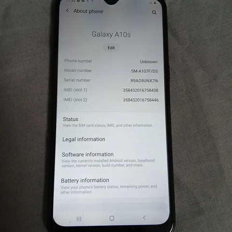 SAMSUNG GALAXY A10S SMARTPHONE – BLACK (DUAL CAMERA, REAR FINGERPRINT) 