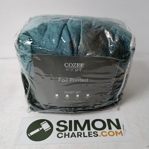 COZEE HOME FOIL PRINTED DUVET SET DOUBLE SET IN GREEN