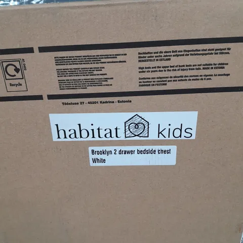 BOXED HABITAT KIDS BROOKLYN 2 DRAWER BEDSIDE CHEST - WHITE - COLLECTION ONLY