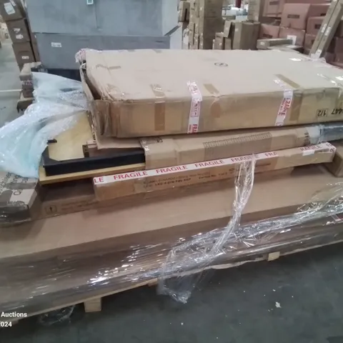 PALLET CONTAINING VARIOUS INCOMPLETE BOXED FURNITURE PARTS AND OTHER HOUSEHOLD ITEMS ETC.