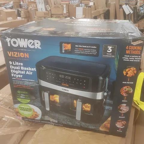 BOXED TOWER VIZION 9L DUAL BASKET DIGITAL AIR FRYER 