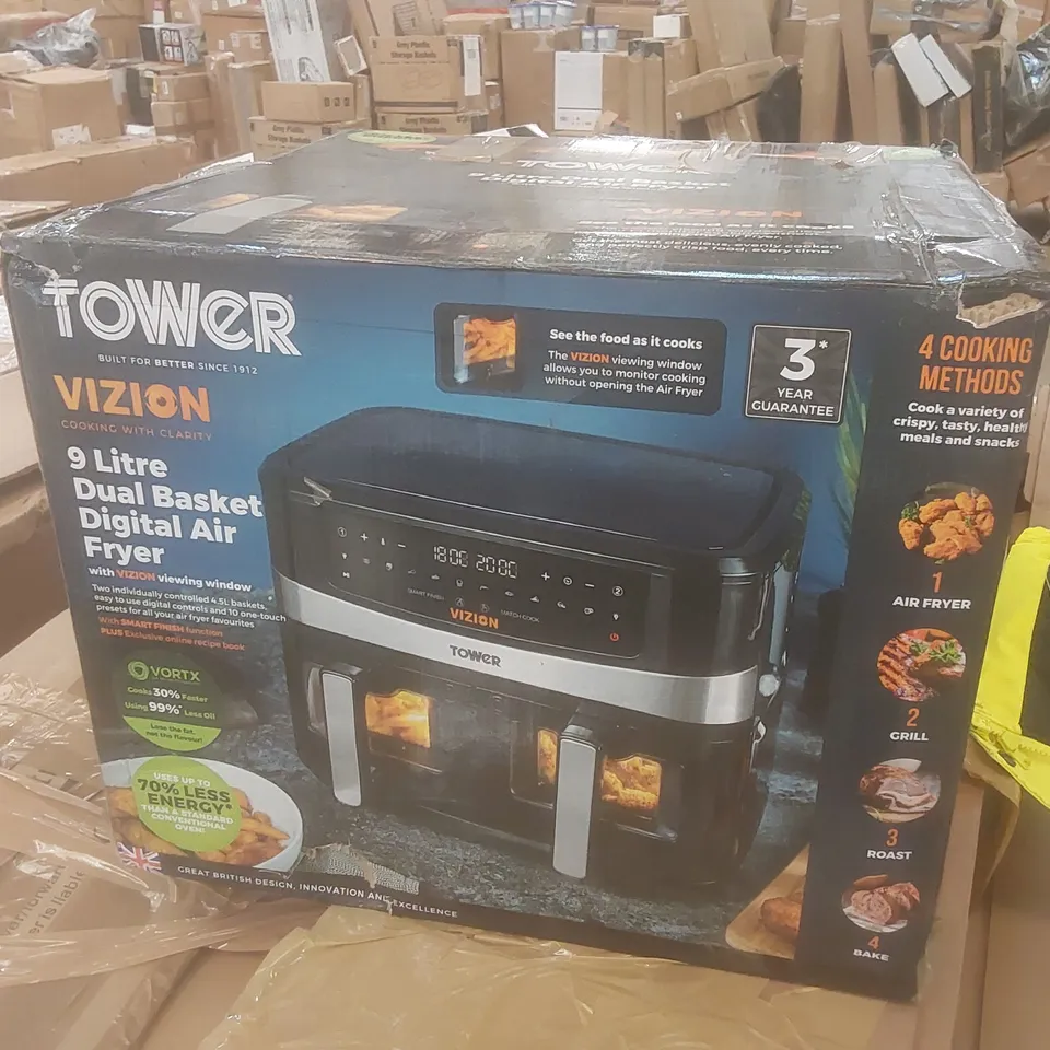 BOXED TOWER VIZION 9L DUAL BASKET DIGITAL AIR FRYER 