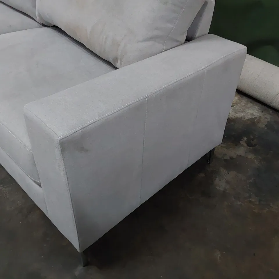 DESIGNER THREE SEATER SOFA GREY FABRIC 