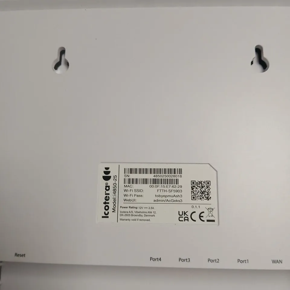 ICOTERA FTTH GATEWAY ROUTER (WHITE) WITH 4 LAN PORTS + WAN