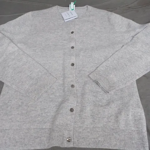 JOHN LEWIS CASHMERE CREW NECK CARDIGAN, GREY - UK SIZE 12