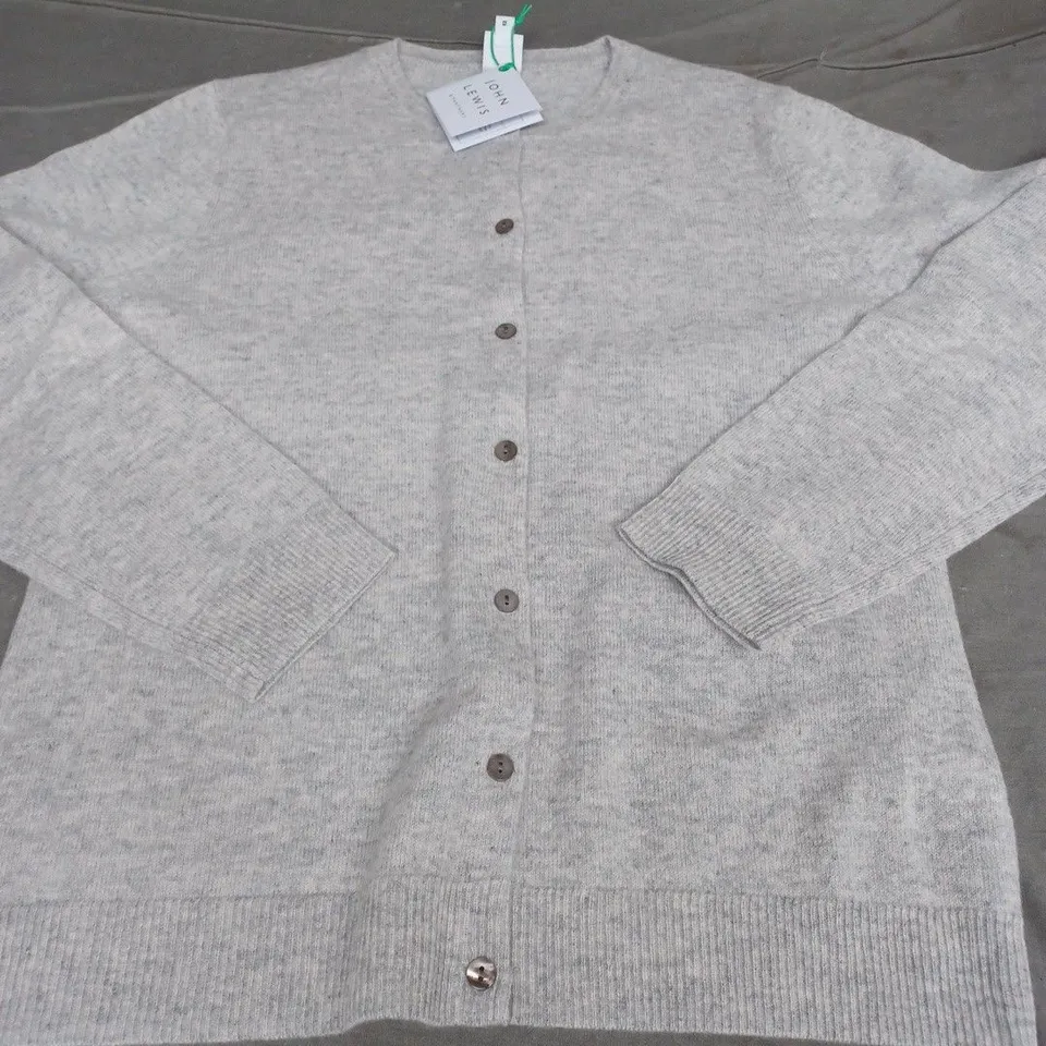 JOHN LEWIS CASHMERE CREW NECK CARDIGAN, GREY - UK SIZE 12