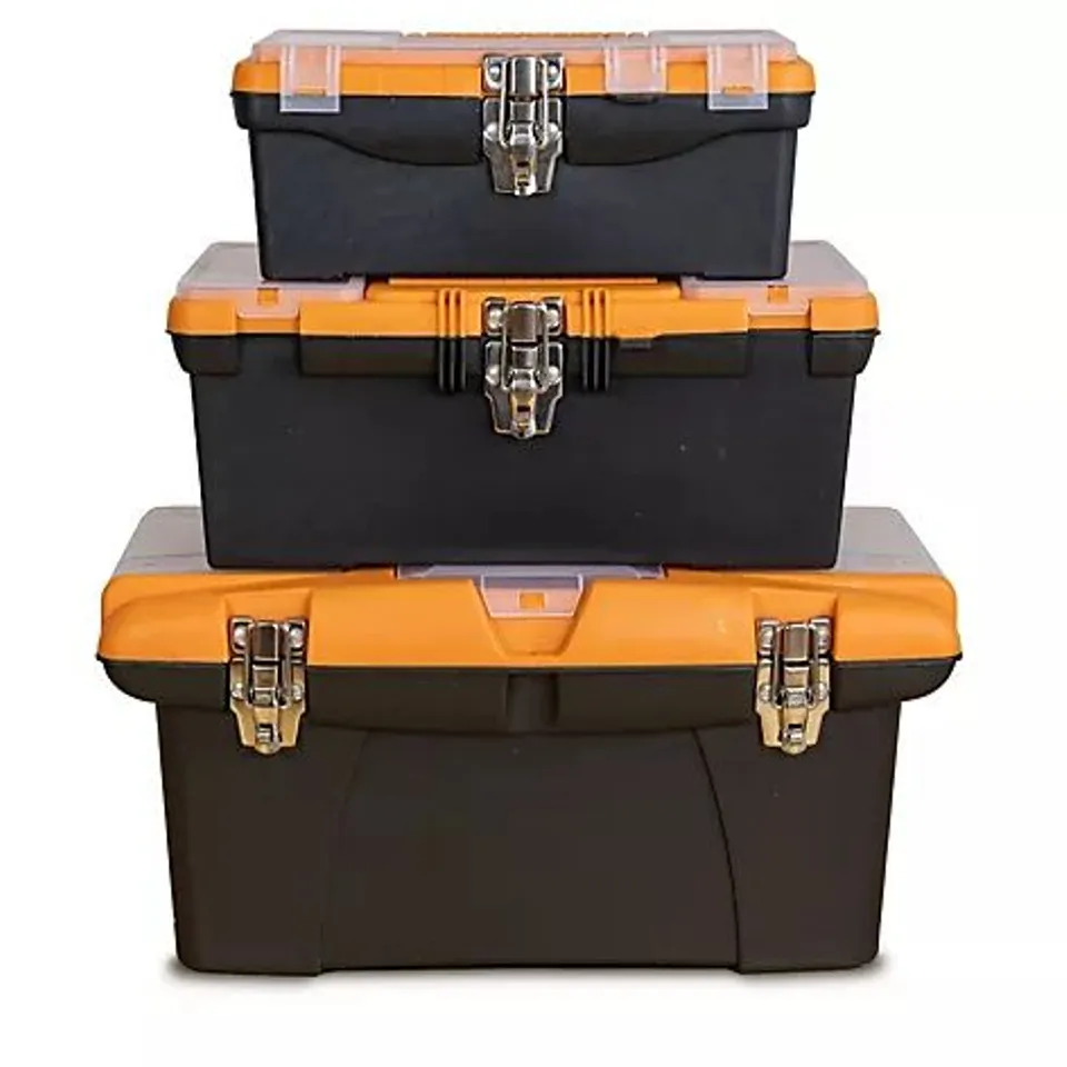 BUILDCRAFT 3 PIECE TOOL BOX SET WITH REMOVABLE STORAGE TRAYS