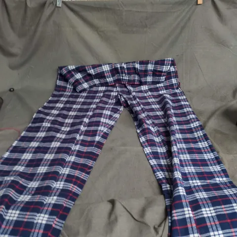 MEN'S PLAID LOUNGE TROUSERS – NAVY, RED & WHITE CHECK SIZE L