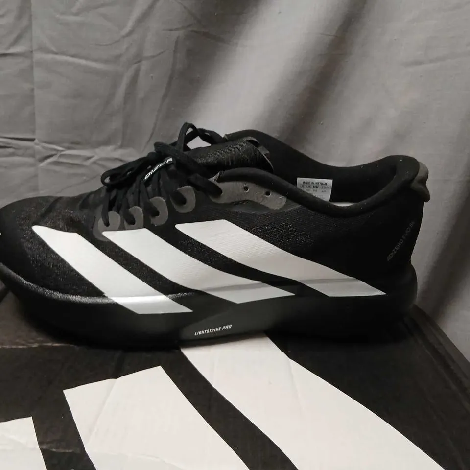 ADIDAS ADIZERO EVO SL RUNNING SHOES – BLACK/WHITE, UK 10.5 (US 11)