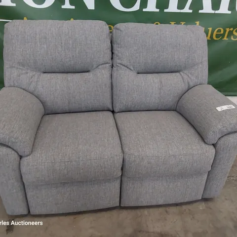 QUALITY BRITISH DESIGNER G PLAN SEATTLE TWO SEATER SOFA MORELLA PEWTER FABRIC