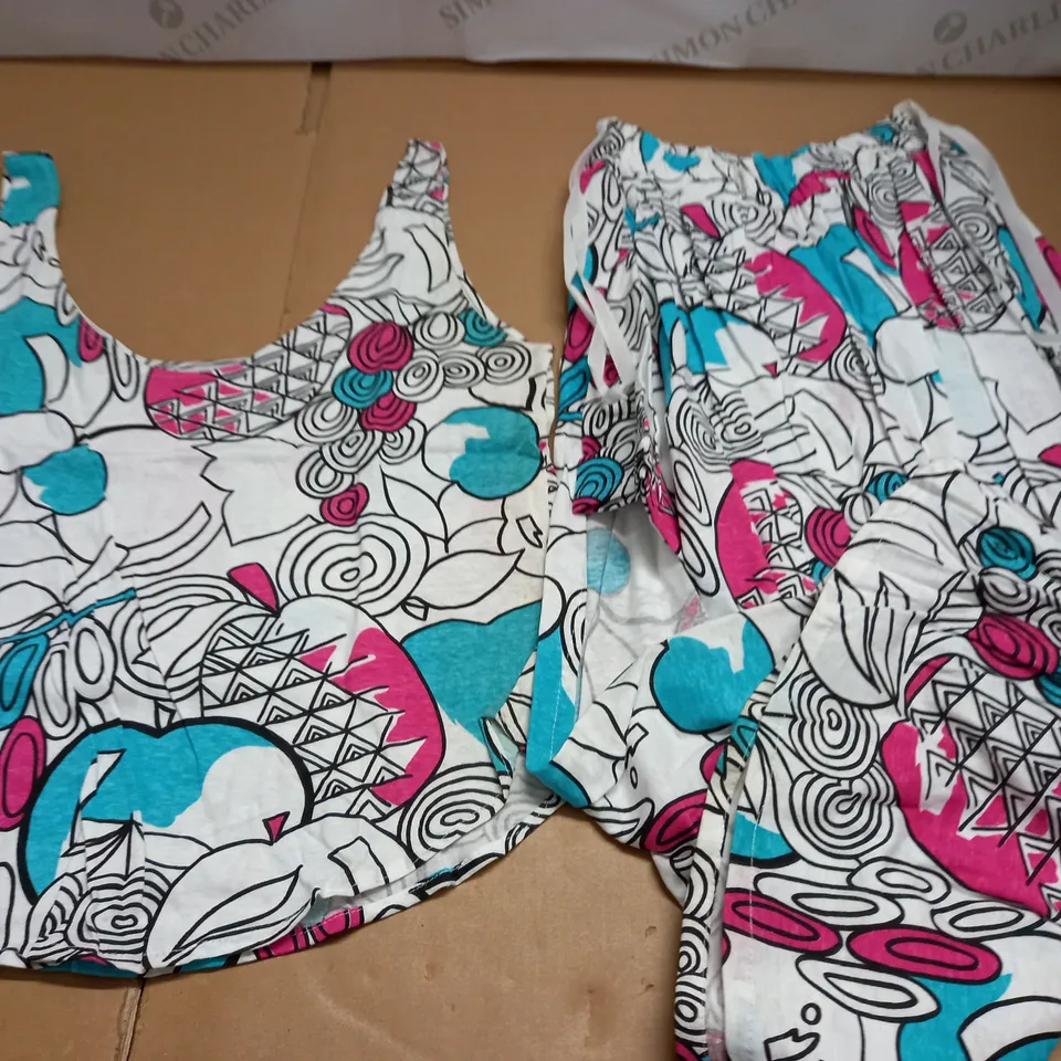 LARGE QUANTITY OF AS NEW PATTERENED TOP AND SKIRT SETS - SIZE UNSPECIFIED