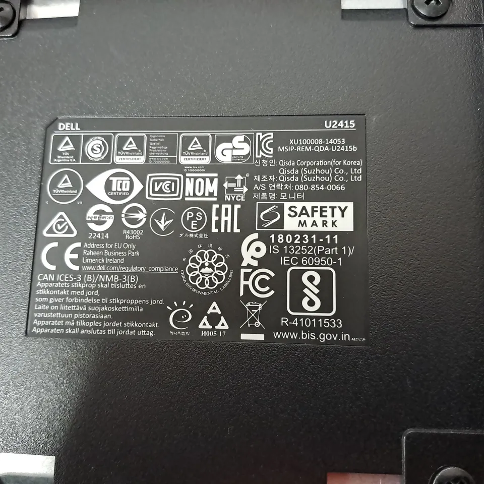 DEL 24" LCD MONITOR MODEL U2415B SERIAL #CN-0XKV0P-QDC00-9AU-36TU-A14