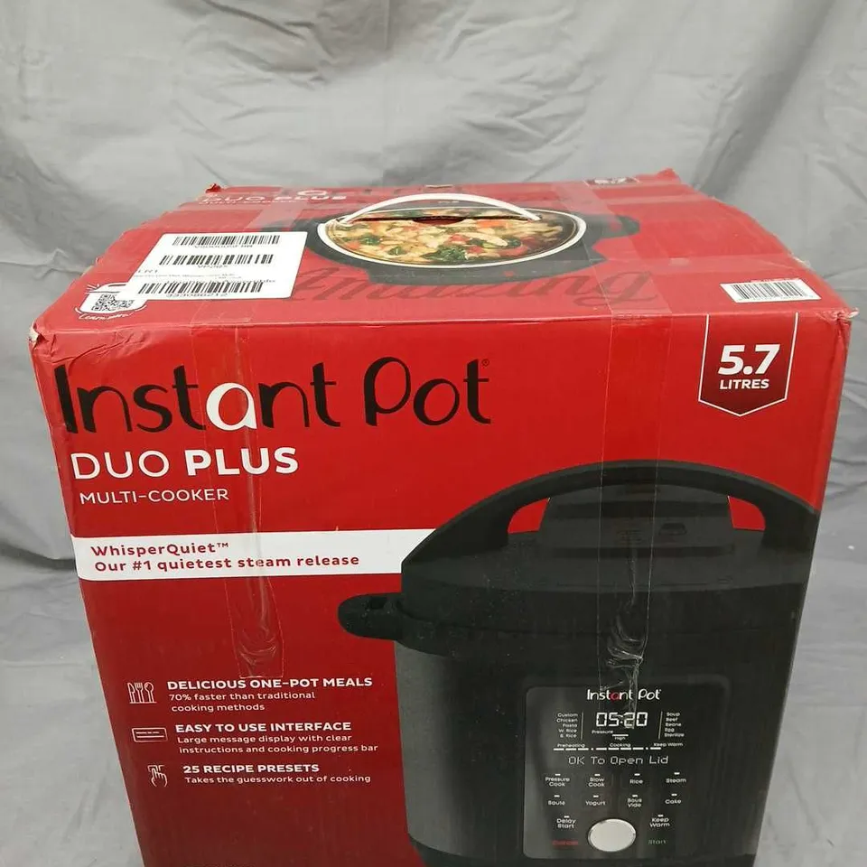 BOXED INSTANT POT DUO PLUS WHISPER QUIET MULTICOOKER 5.7L