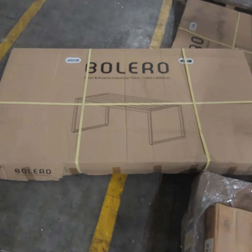 BOXED BOLERO ACACIA WOOD AND STEEL RECTANGULAR INDUSTRIAL TABLE 1800MM