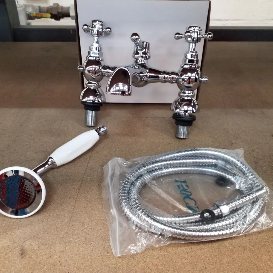 BOXED BRAND NEW VELDEAU FIRENZE BATH FILLER & SHOWER MIXER SET IN CHROME - 250X210X210MM