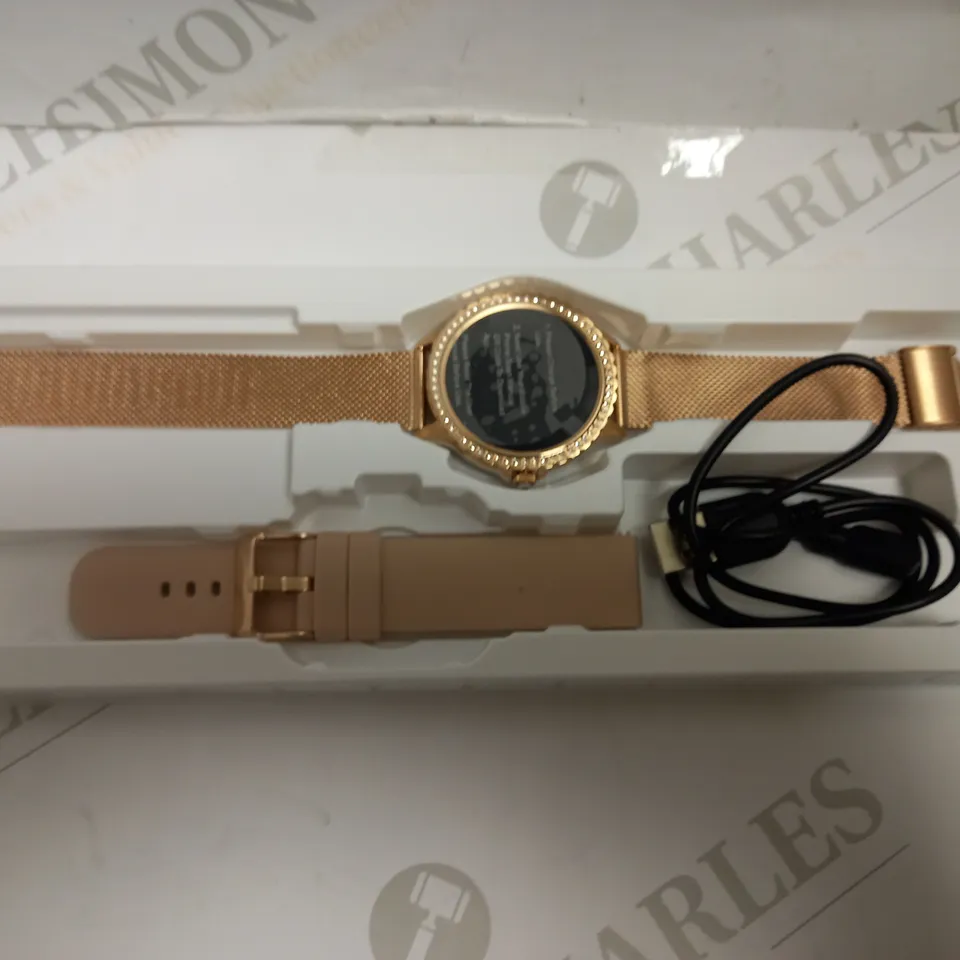 BOXED GOLD EFFECT SMART WATCH FITNESS TRACKER WITH ASSORTED STRAPS