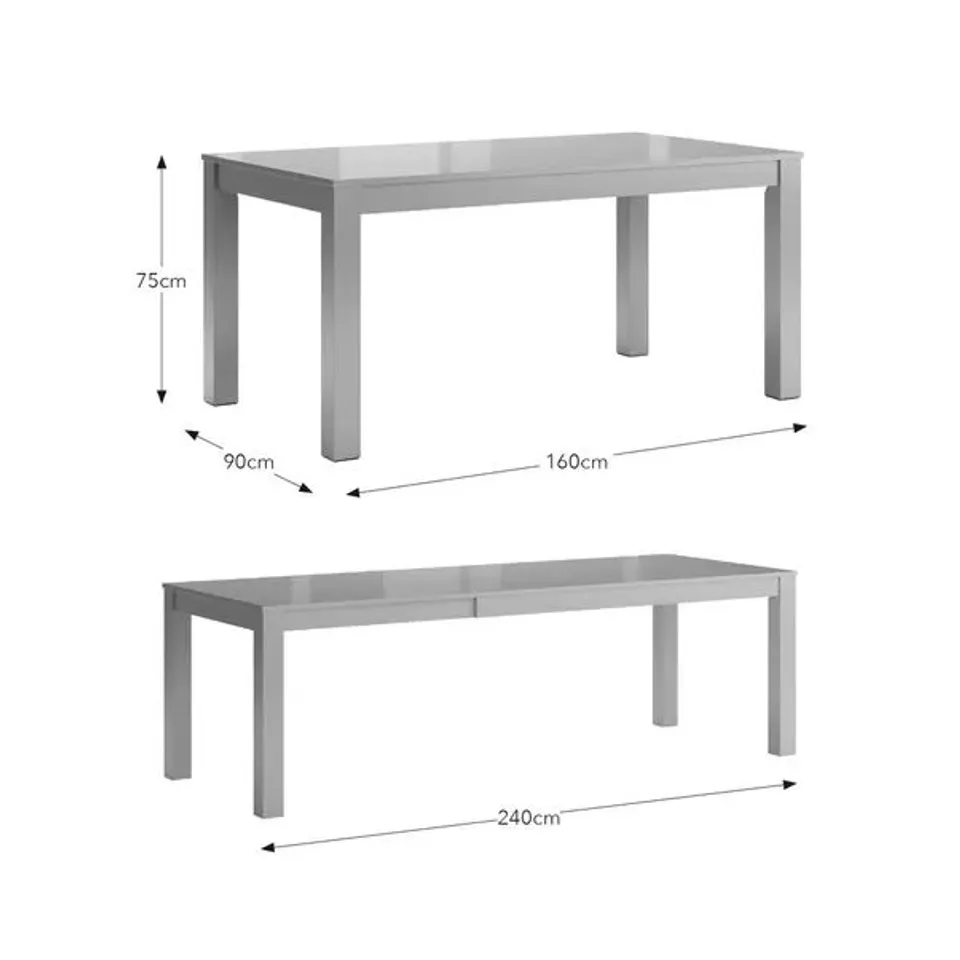 BOXED HARLINGTON EXTENDING DINING TABLE GREY
