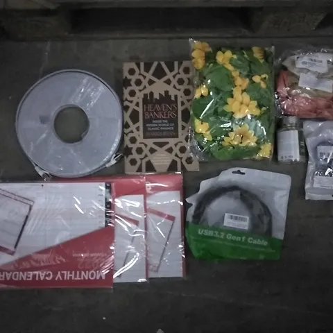PALLET OF ASSORTED ITEMS INCLUDING 2022 MONTHLY CALENDAR, WEIGHT WORLD 80 FOOD SUPPLEMENTS, LILLY ROSE IRIDESCENT BAUBLE, ETHERNET CABLE, HEAVEN'S BANKERS HARRIS IRFAN, USB 3.2 GEN1 CABLE