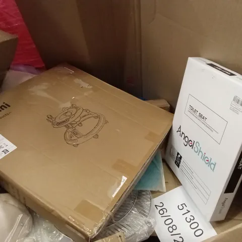 PALLET OF ASSORTED HOUSEHOLD GOODS & PRODUCTS TO INCLUDE; BABY WALKER, TOILET SEAT ETC
