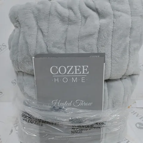 COZEE HOME HEATED BLANKET IN LIGHT GREY