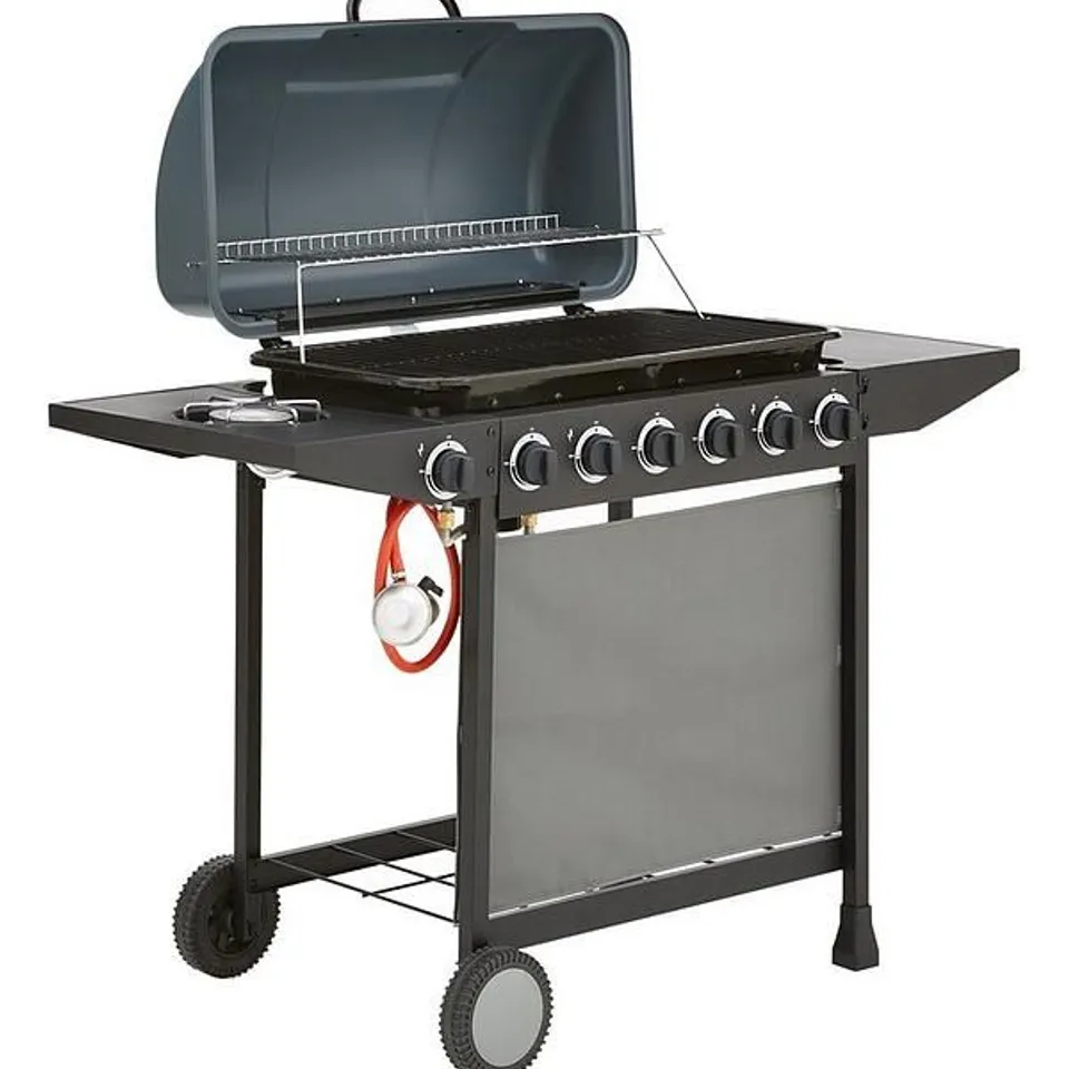 BOXED GRADE 1 6 BURNER GAS BBQ WITH SIDE BURNER - COLLECTION ONLY
