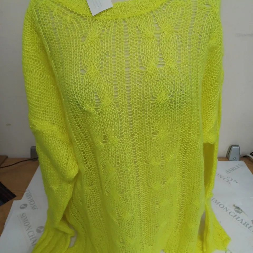 ANTHROPOLOGIE OB STITCHY NEON MOHAIR JUMPER - L