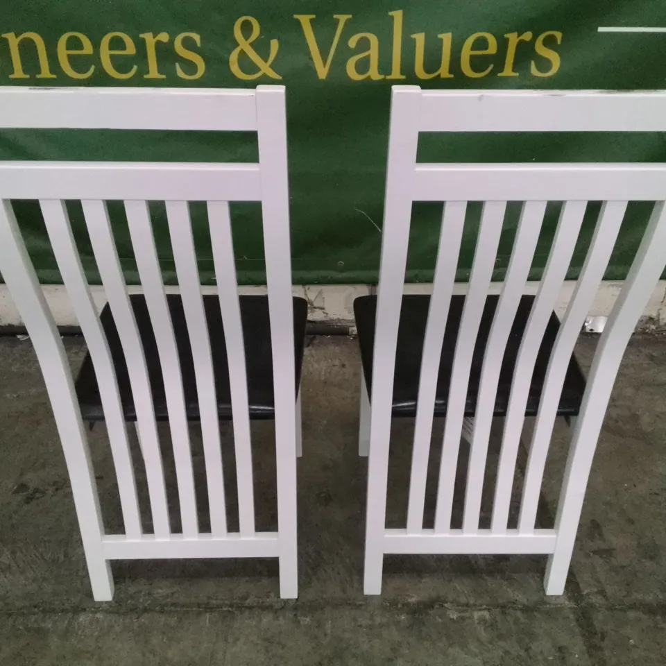 NEW SET OF 2 JAVA WHITE DINING CHAIR (BLACK LEATHER SEAT PAD)