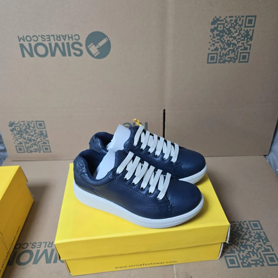 STRIVE DAKOTA DENIM SNAKE SNEAKERS – NAVY, UK 3 (EU 36, US 5) – BOXED