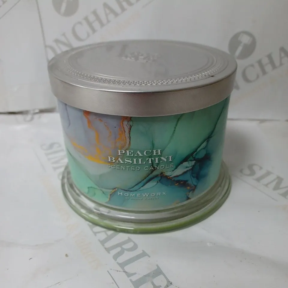 HOMEWORX BY SLATKIN & CO. PEACH BASILTINI LUXURY 3-WICK CANDLE